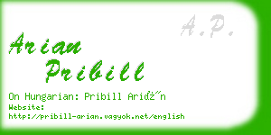 arian pribill business card